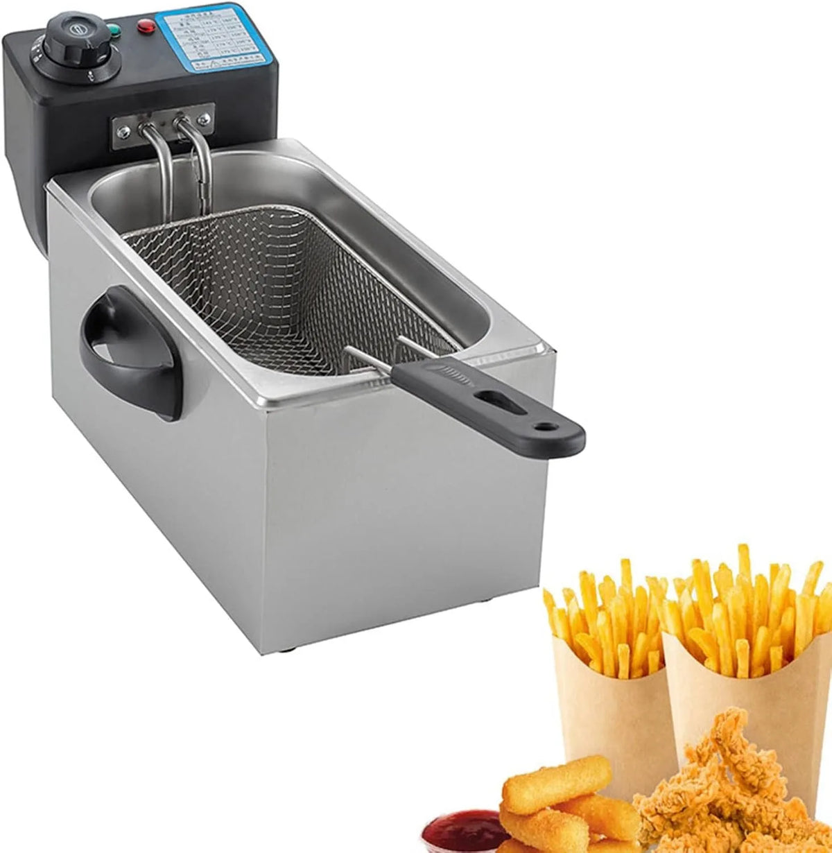 4L Electric Deep Fryers Oil Oven Adjustable Thermostat Fried Chicken Grill French Fries Frying Machine Heating Cooker 2000W