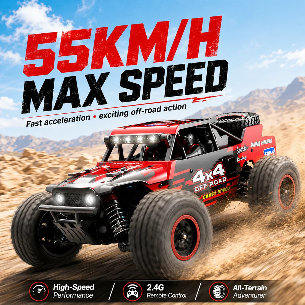 ZNLYRION RC Monster SG202MAX Scale1:16 Truck 4WD Brushless 55KM/H 2.4G Remote Control Off-Road Car with LED Lights for Boys Adults