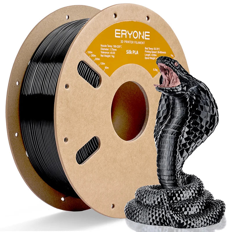 ERYONE 1KG Silk PLA 3D Printer Filament 1.75mm, Premium Silk Shiny Finish Single Color, Glossy Smooth Surface 1kg Spool