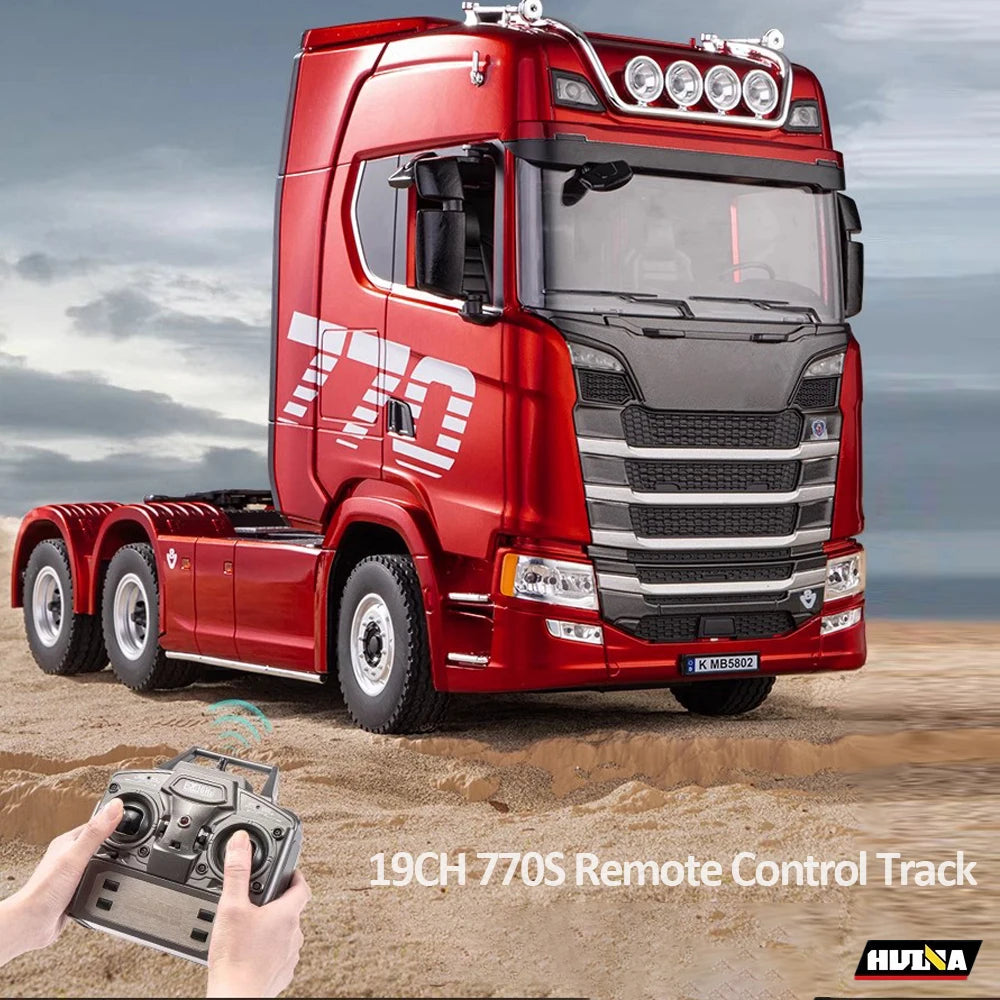 HUINA 1501 1/18 RC Truck 19CH 770S Alloy Tractor 2.4G Remote Control Engineering Trailer Truck with Light and Sound Toys