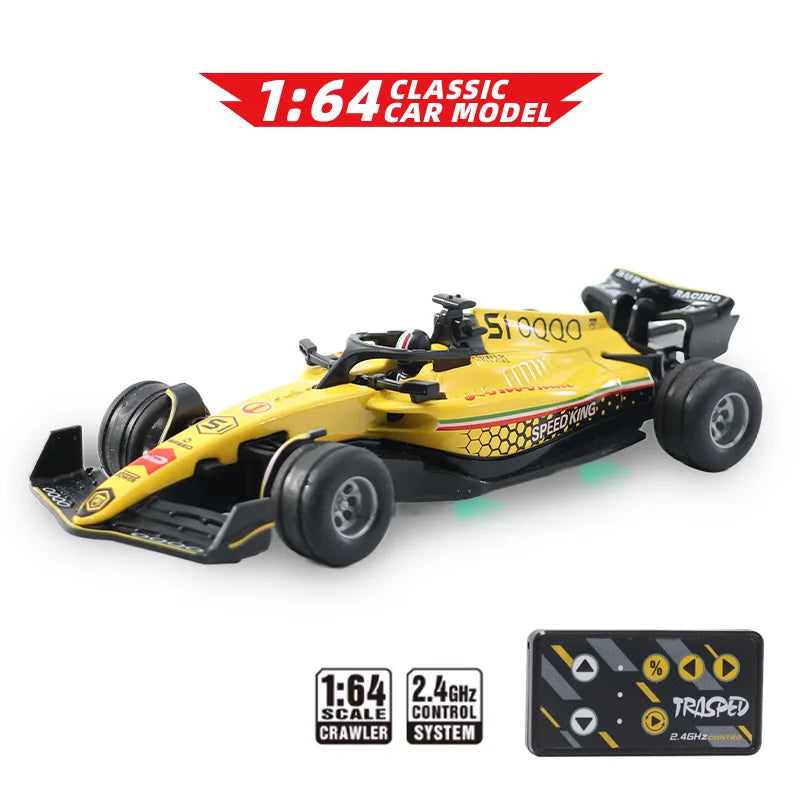Hotfree 1/64 Mini RC Monster Truck, Metal Off-Road Stomper with Trailer, 2.4GHz Remote Control All-Terrain Vehicle, 3-Speed Adjustable, USB-C Rechargeable, Desktop Play, Indoor Outdoor Racing Toy, Fun Birthday Christmas Gift