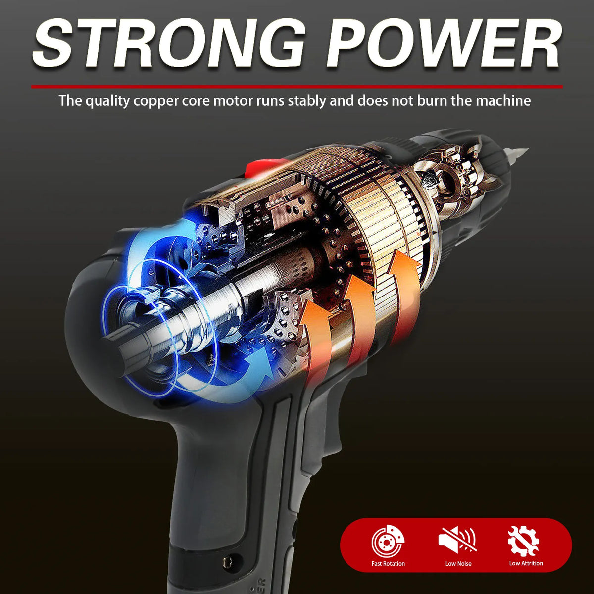 Cordless Drill Impact Driver 21V with 2 Batteries Lithium-Ion and Charger for Drilling Screw Tightening/Loosening Power Tool