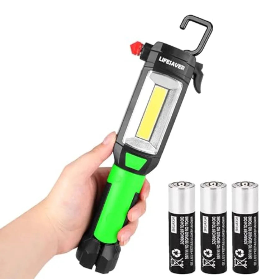 9-in-1 Emergency Auto Tool with LED Flashlight Multi-Function Car flashlight Kit with Three Lighting Modes, Window Glass Breake