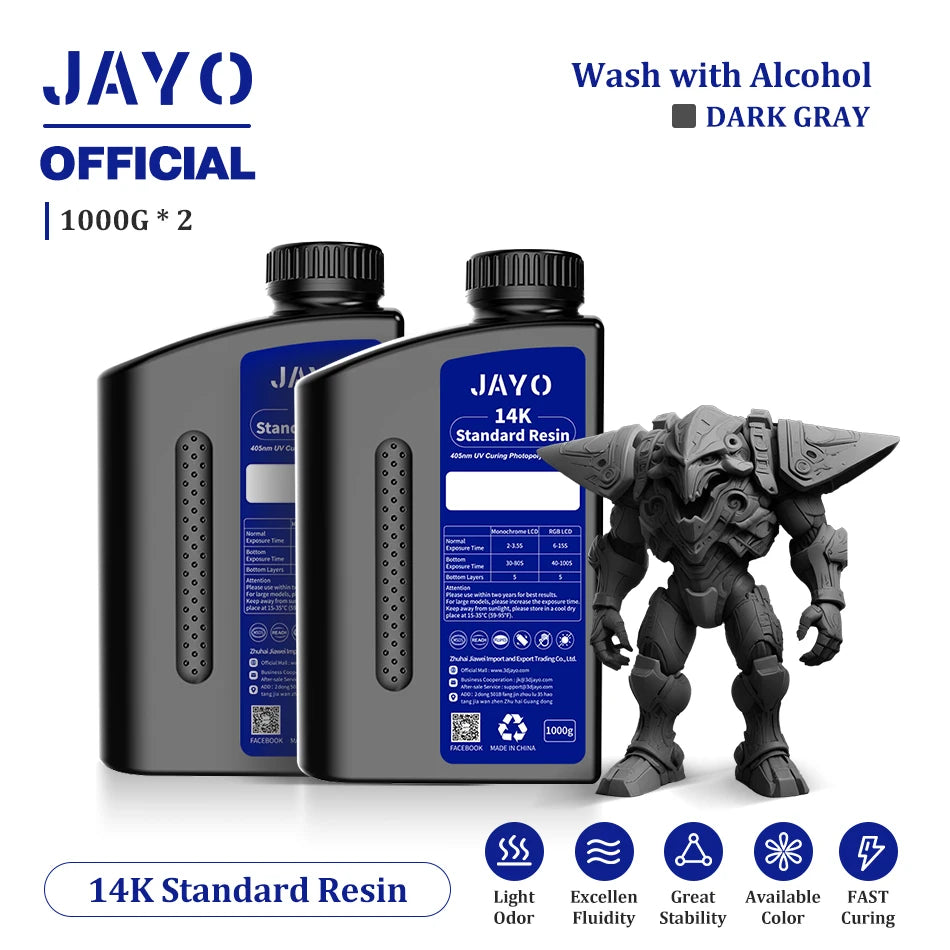 JAYO 3D Printer Resin Fast Curing Standard/ Standard Plus/ 14K Standard/ ABS Like 3D Resin For LCD SLA DLP 3D Printers