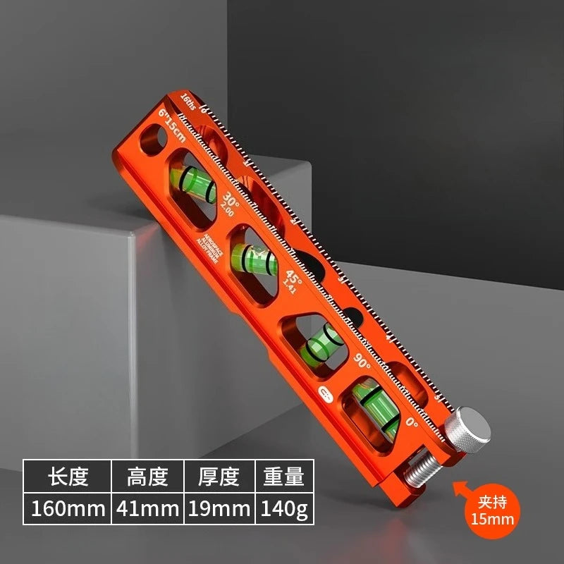 High-precision Strong Magnetism Bubble Level Solid Cast Aluminum Construction Spirit Level V-Groove & Magnet Track Angle Finder