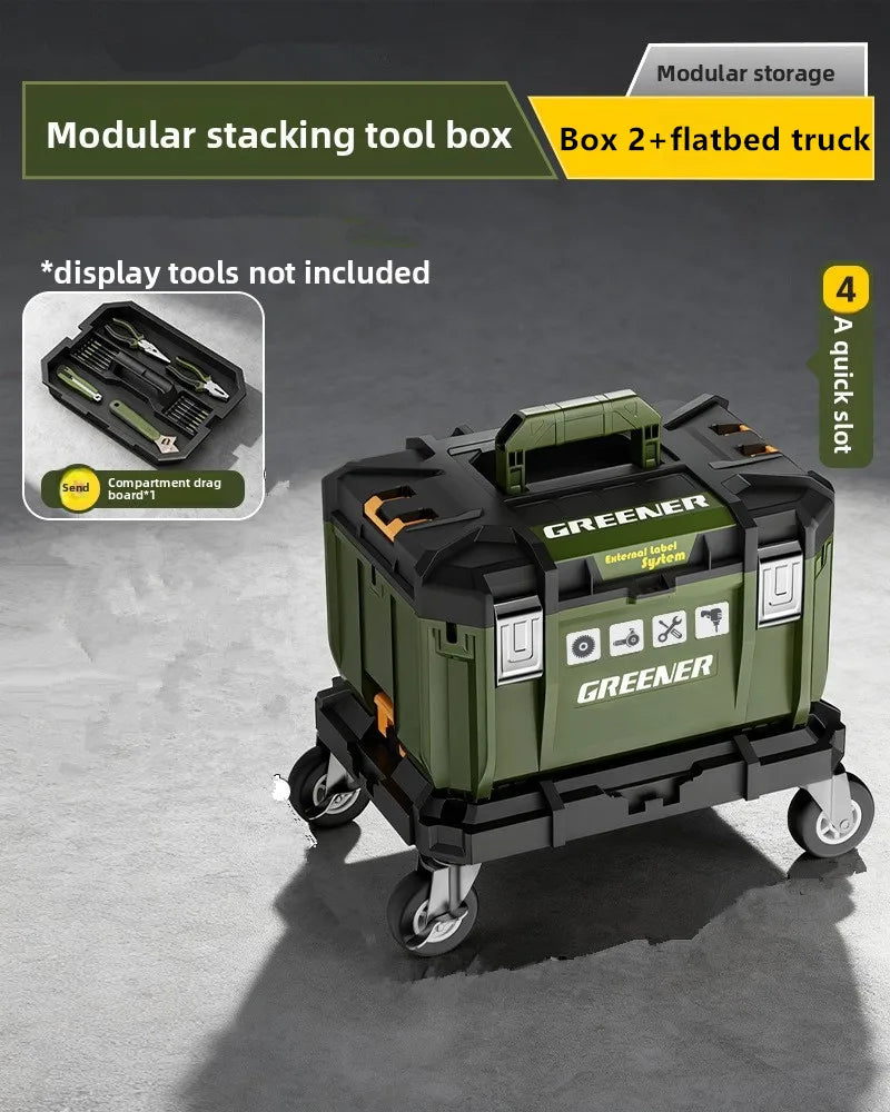 Multi Functional Large Capacity Stackable Toolbox Set, Large Hardware Widened Storage Box