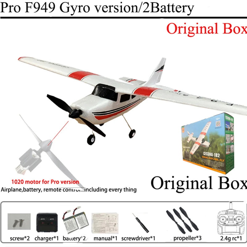 WLtoys F949 2.4G 3D6G 3Ch RC Airplane Fixed Wing Plane Outdoor Toys Drone RTF Upgrade Version Digital Servo F949S With Gyroscope
