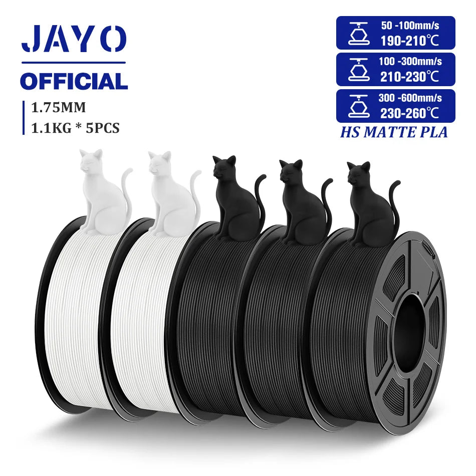 JAYO 5 Rolls 3D Filament PLA/PLA META/PETG/SILK PLA+/Wood/PLA Marblel/ APLA 1.75mm1.1KG 3D Printer Filament for FDM Muticolor