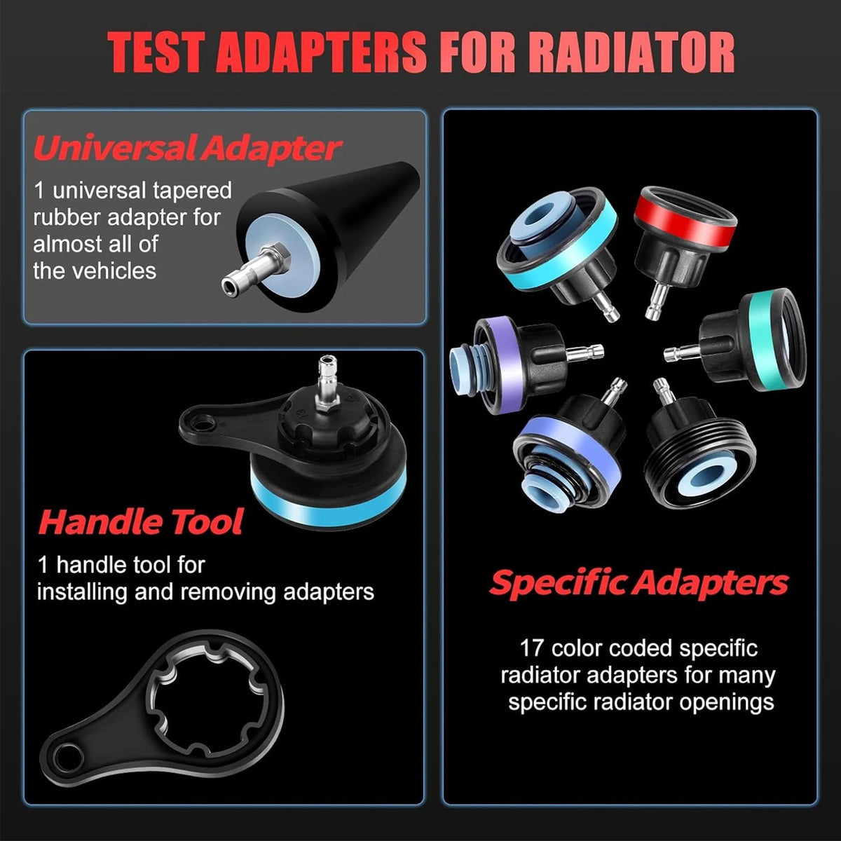 14/28Pcs Universal Radiator Pressure Tester Set Vacuum Type Cooling System Tester Water Tank Leak Detection Detector Tool