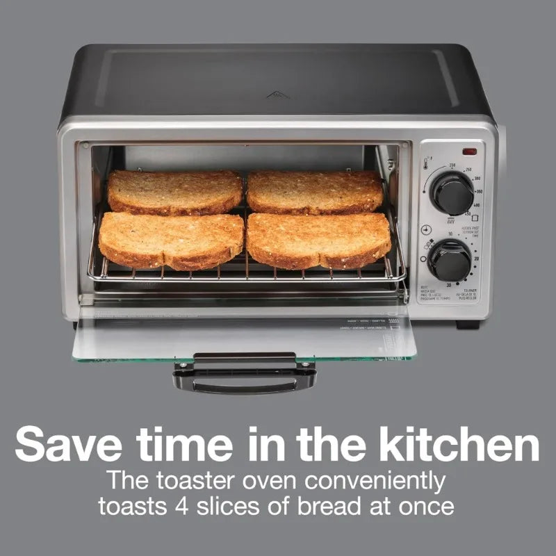 4 Slice Countertop Toaster Oven with Timer and Toast Function