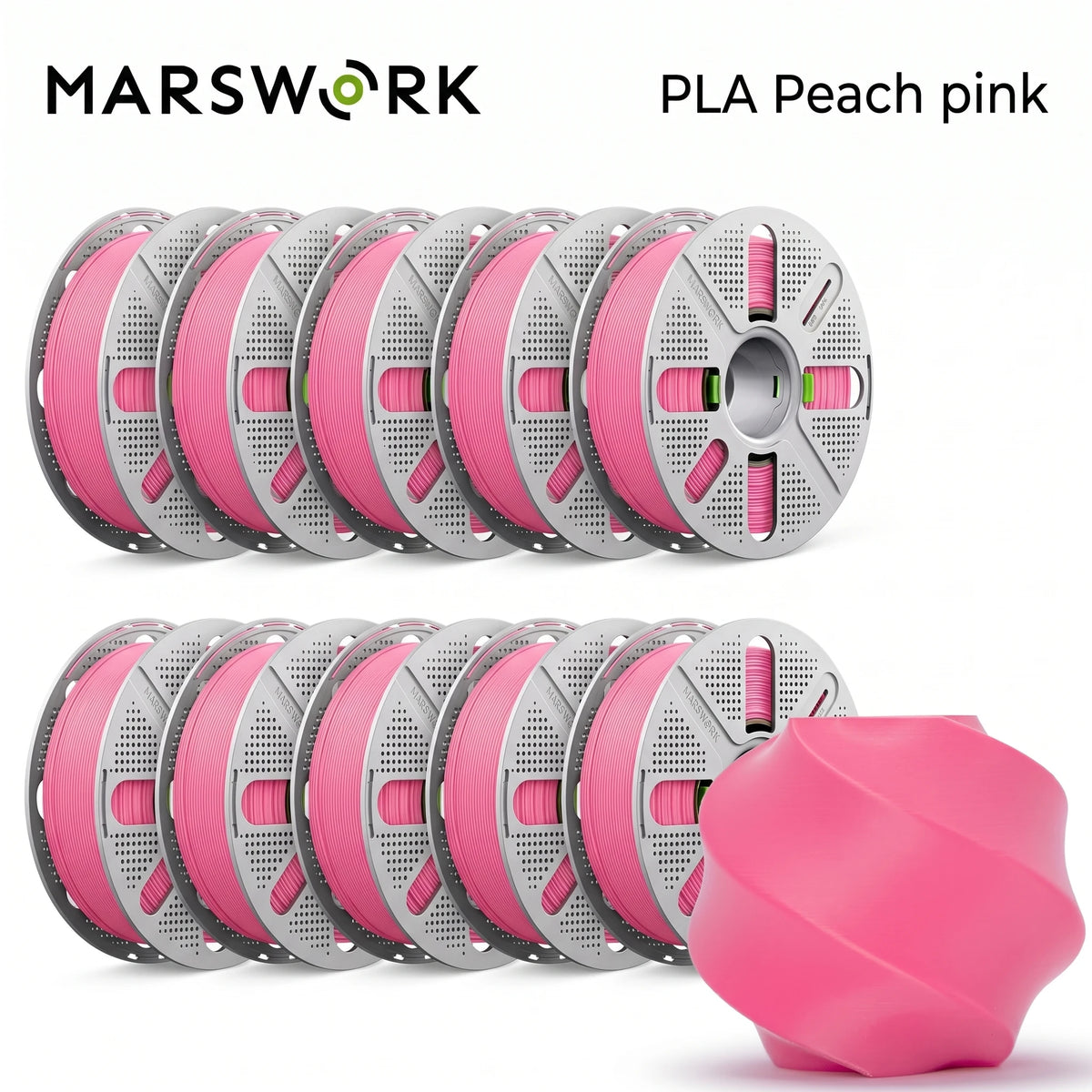 MarsWork Reusable Filament Double-finger pressing design Fit AMS recognition of Bambu Lab Printers PLA Basic 2.0 10kg 1.75mm Filament 1roll/1kg (2.2lbs)