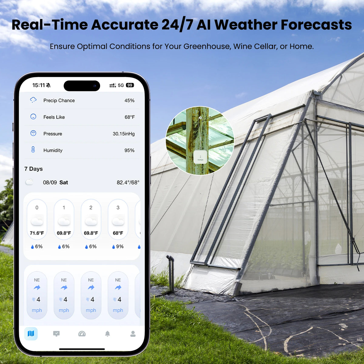 Smart WiFi Weather Station, Indoor Outdoor Thermometer Hygrometer with AI 7-Day Forecast, APP Alert, 2-Year Data Storage