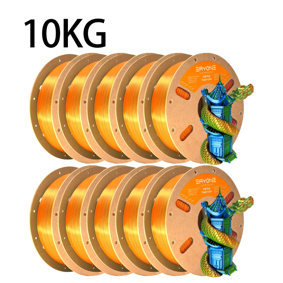 ERYONE 10KG Triple Color Silk PLA Premium Filament 3D Print Big Sale,Multicolor Available,1KG per Spool