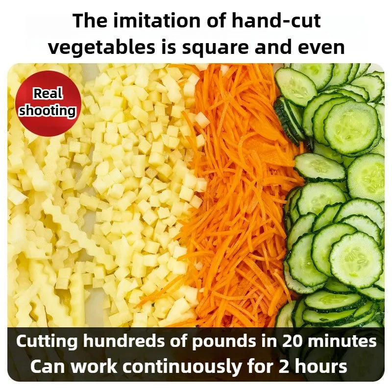 New Commercial Double Spout Vegetable Cutter 4 in 1 Multifunctional Dicing Shredding Slicing Cutting Strips Vegetables