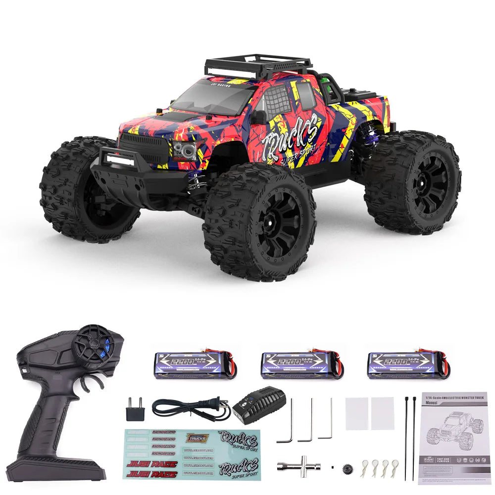 Local Shipping From US JIUSI 1/14 4WD PT14R Rc Car 4x4 Off-Road Rc Truck Brushless 3600KV 80km/h High-Speed 2.4G Remote Control 3S 35C 2200mAh Toy Car Rc Cars For Adults