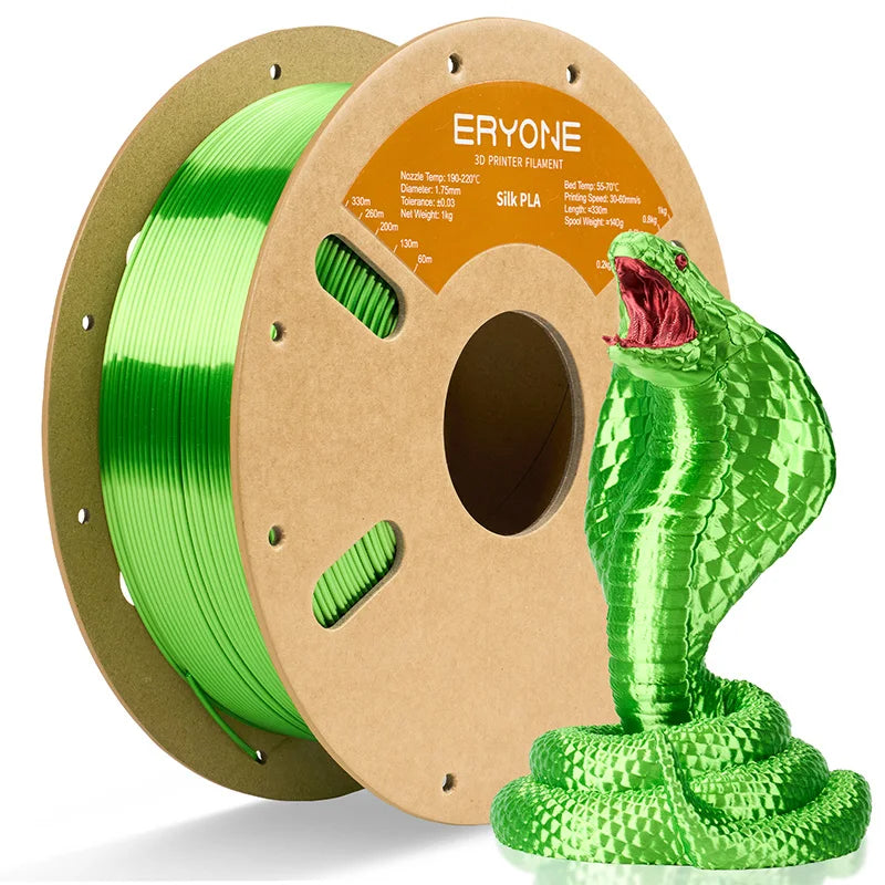 ERYONE 1KG Silk PLA 3D Printer Filament 1.75mm, Premium Silk Shiny Finish Single Color, Glossy Smooth Surface 1kg Spool