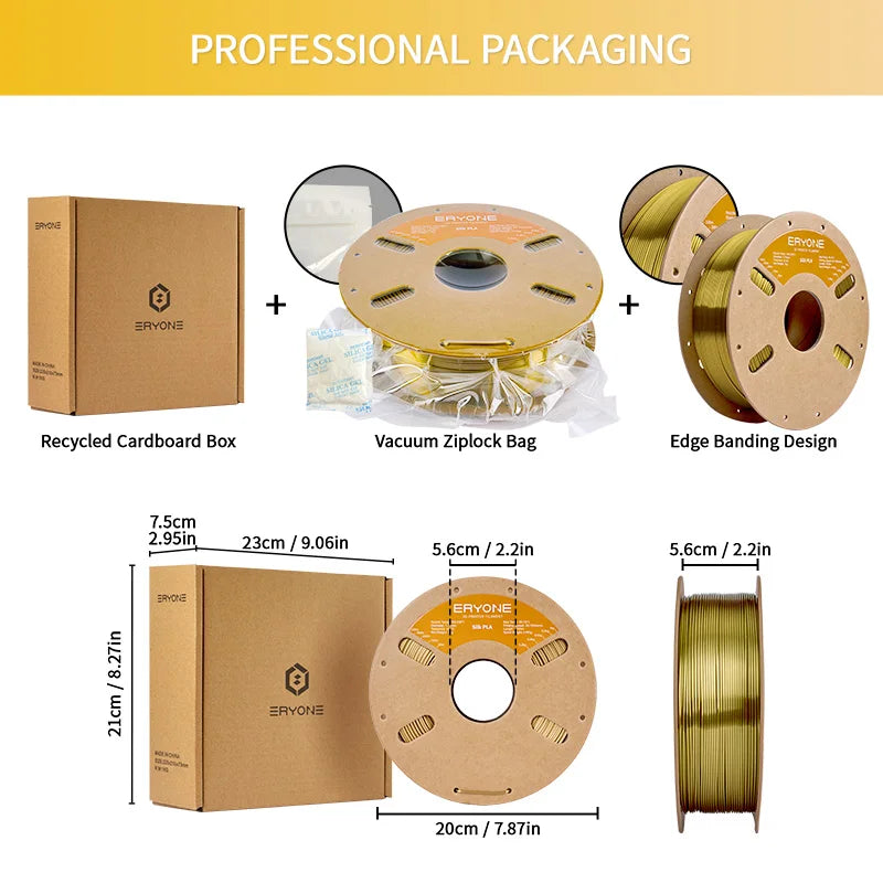 ERYONE 1KG Silk PLA 3D Printer Filament 1.75mm, Premium Silk Shiny Finish Single Color, Glossy Smooth Surface 1kg Spool