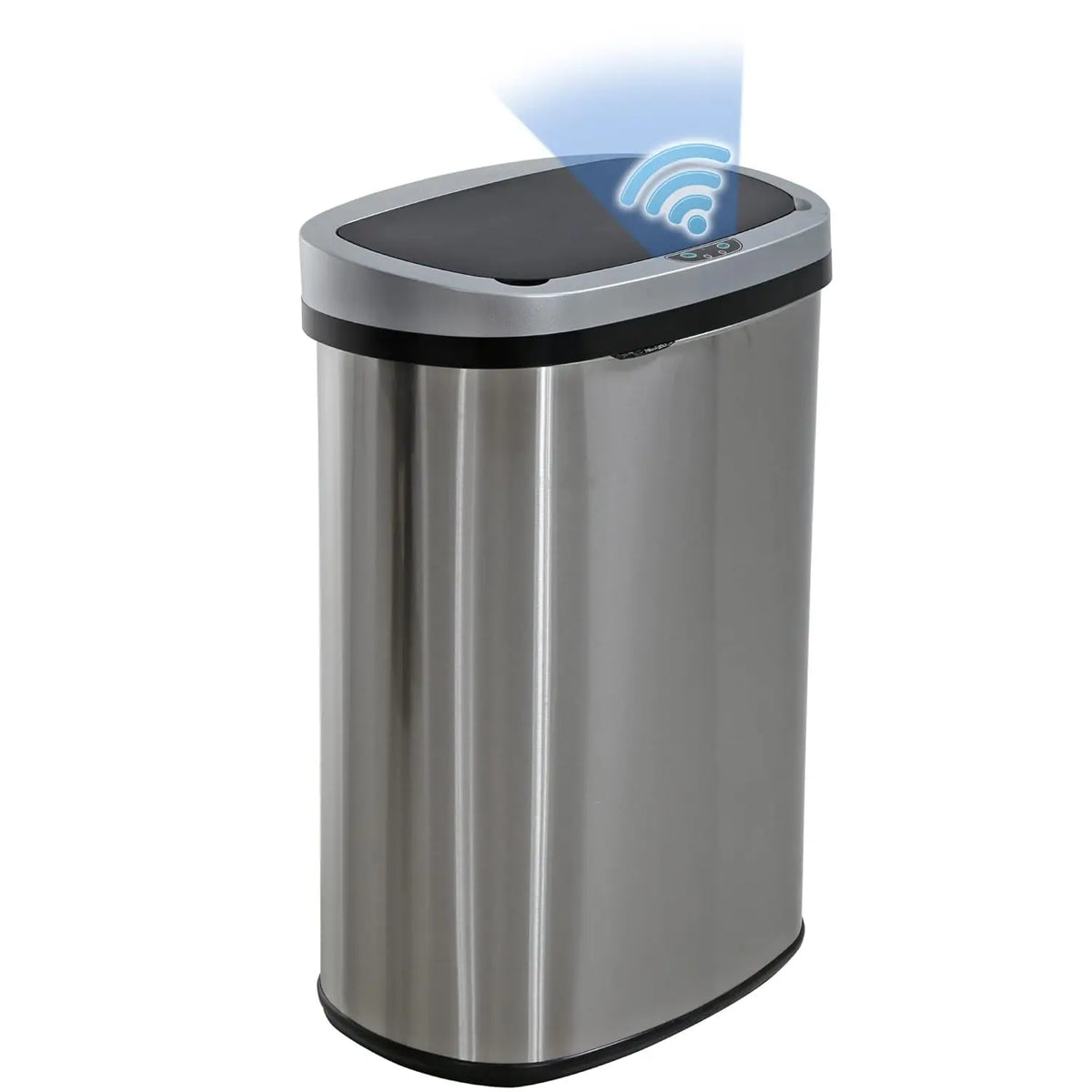 BestOffice 13 Gallon Trash Can with Lid Automatic Touchless Garbage Can Odor Control Modern Oval Design | Easy to Clean