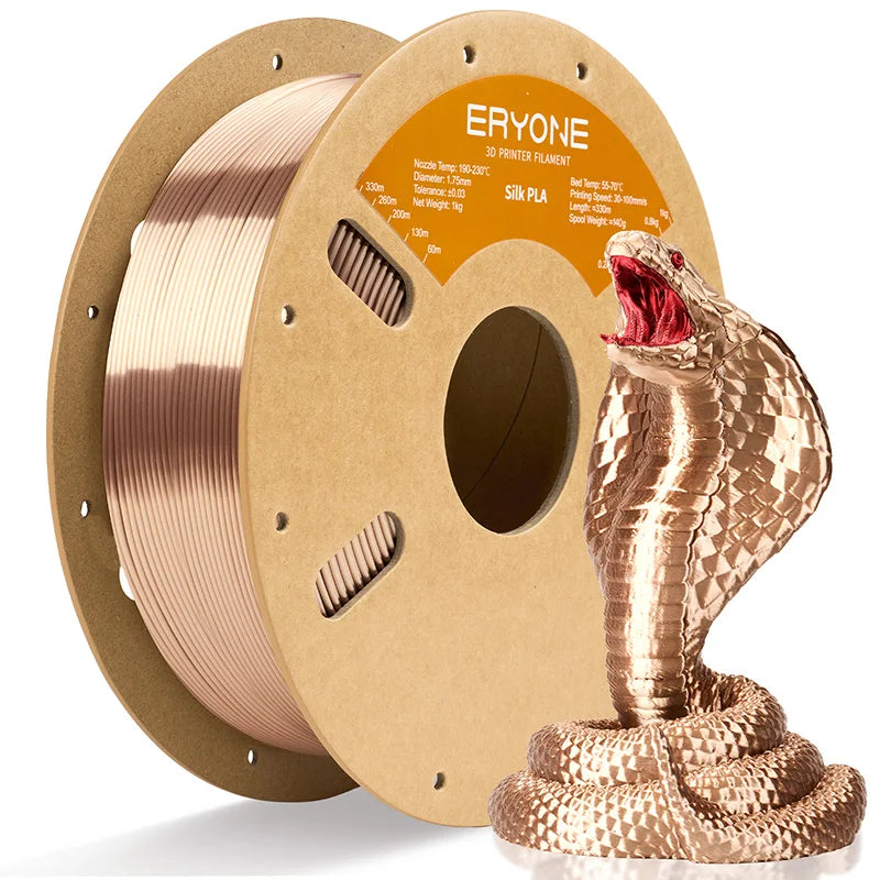 ERYONE 1KG Silk PLA 3D Printer Filament 1.75mm, Premium Silk Shiny Finish Single Color, Glossy Smooth Surface 1kg Spool