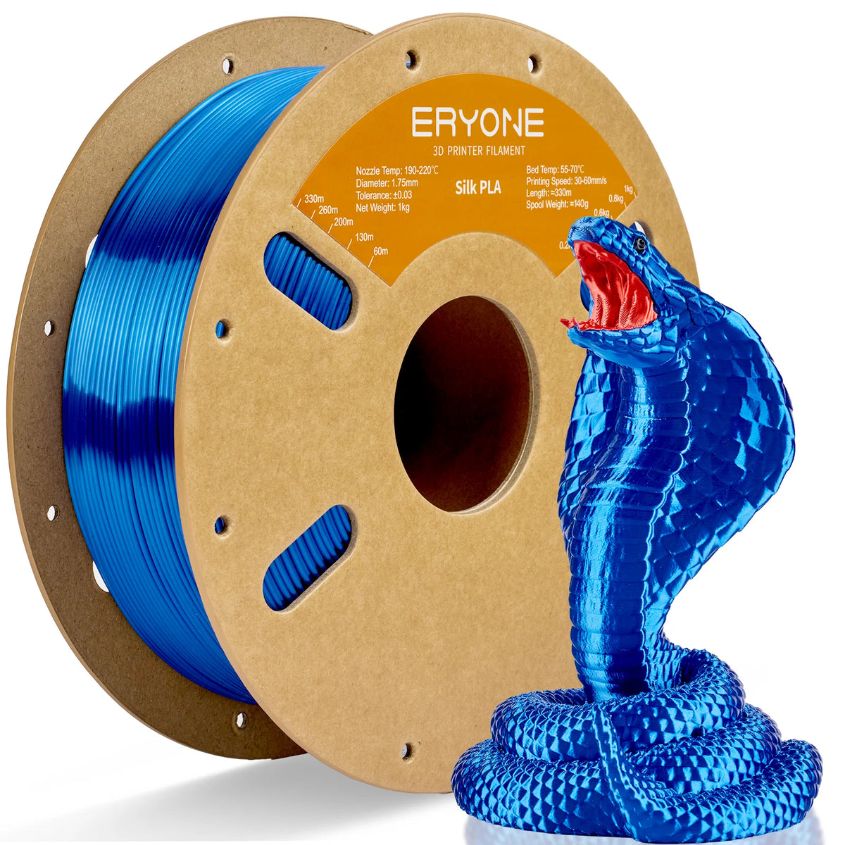 ERYONE 1KG Silk PLA 3D Printer Filament 1.75mm, Premium Silk Shiny Finish Single Color, Glossy Smooth Surface 1kg Spool