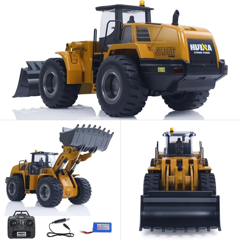1/14 22CH RC Bulldozer HUINA 1583 Semi-Alloy Heavy Truck Remote Control Loader Car Engineering Forklift Vehicle Toys