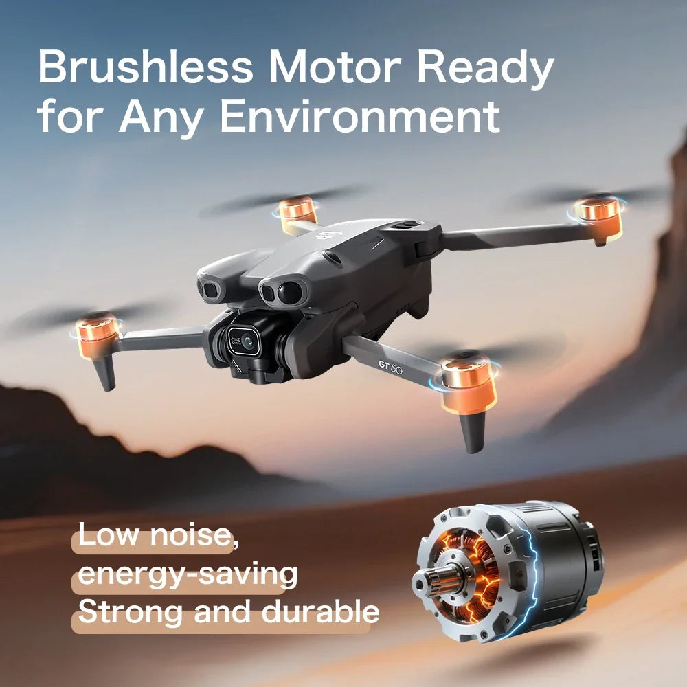 Original GT50 Drone FPV 8K Professional 4K HD Dual Camera WIFI Light Flow Brushless Motor Obstacle Avoidance Quadcopter kid Toys