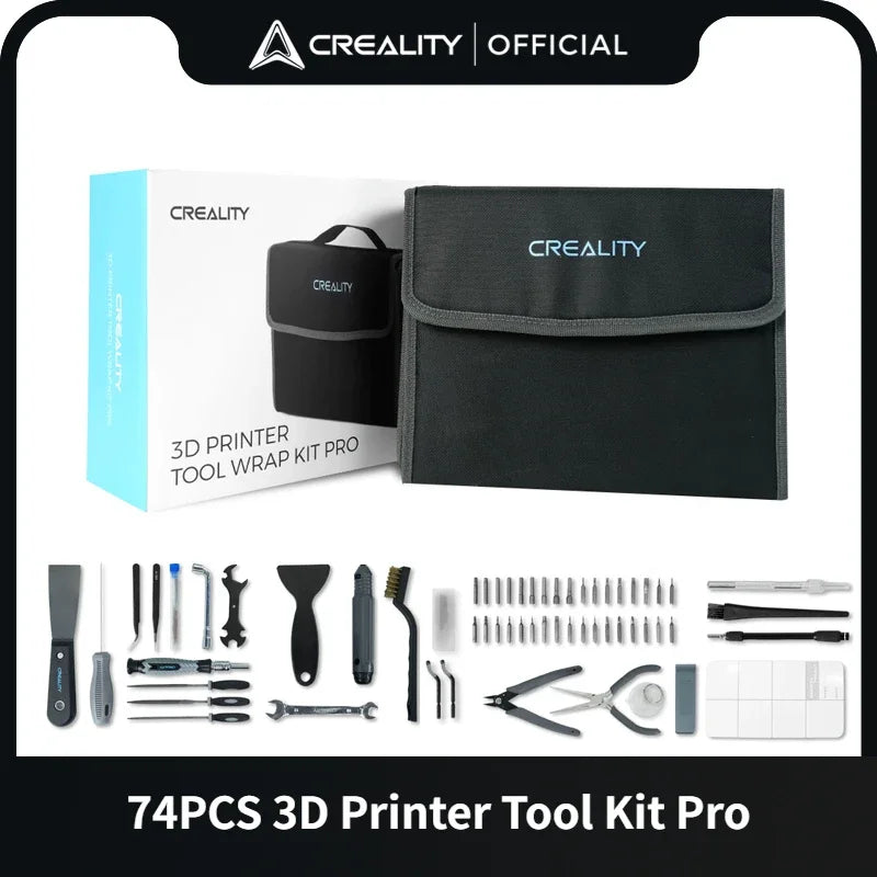 Creality 74Pcs 3D Printer Tool Kit Bag Pro for 3D Print Removing Repairing Filament Cutting Cleaning Needles Nose Plier