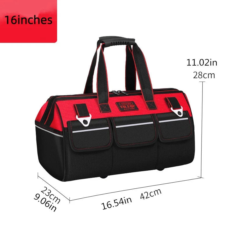 1pc Red 19-Inch 21-Inch 23-Inch Electrician Tool Bag, Large Pocket Canvas Handheld Oxford Cloth Repair Tool Box Extra Thick Large Capacity Tool Bag, Suitable for Electricians, Home Improvement, Fishing, And Various Repair Wor