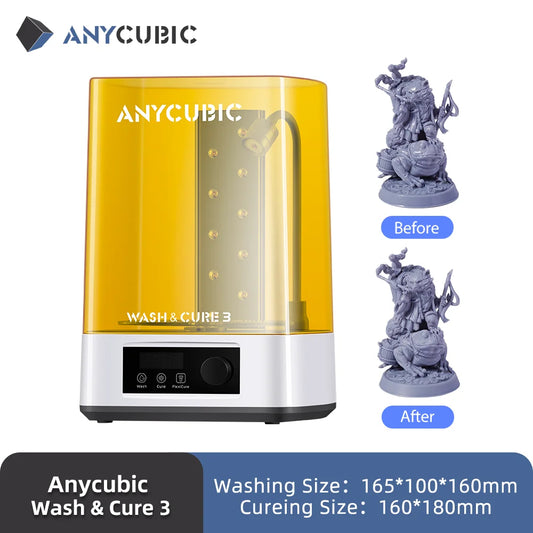ANYCUBIC Wash & Cure 3 For Photon Mono 4 LCD SLA 3D Printer Models UV Rotary Curing Resin Cleaning Machine 2 in 1