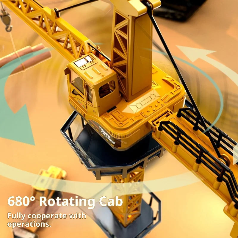Super Size 1.1 Meter Remote Control Tower Crane Toy Model Heavy Duty RC Truck Engineering Car Crane Lifter Toy For Kids