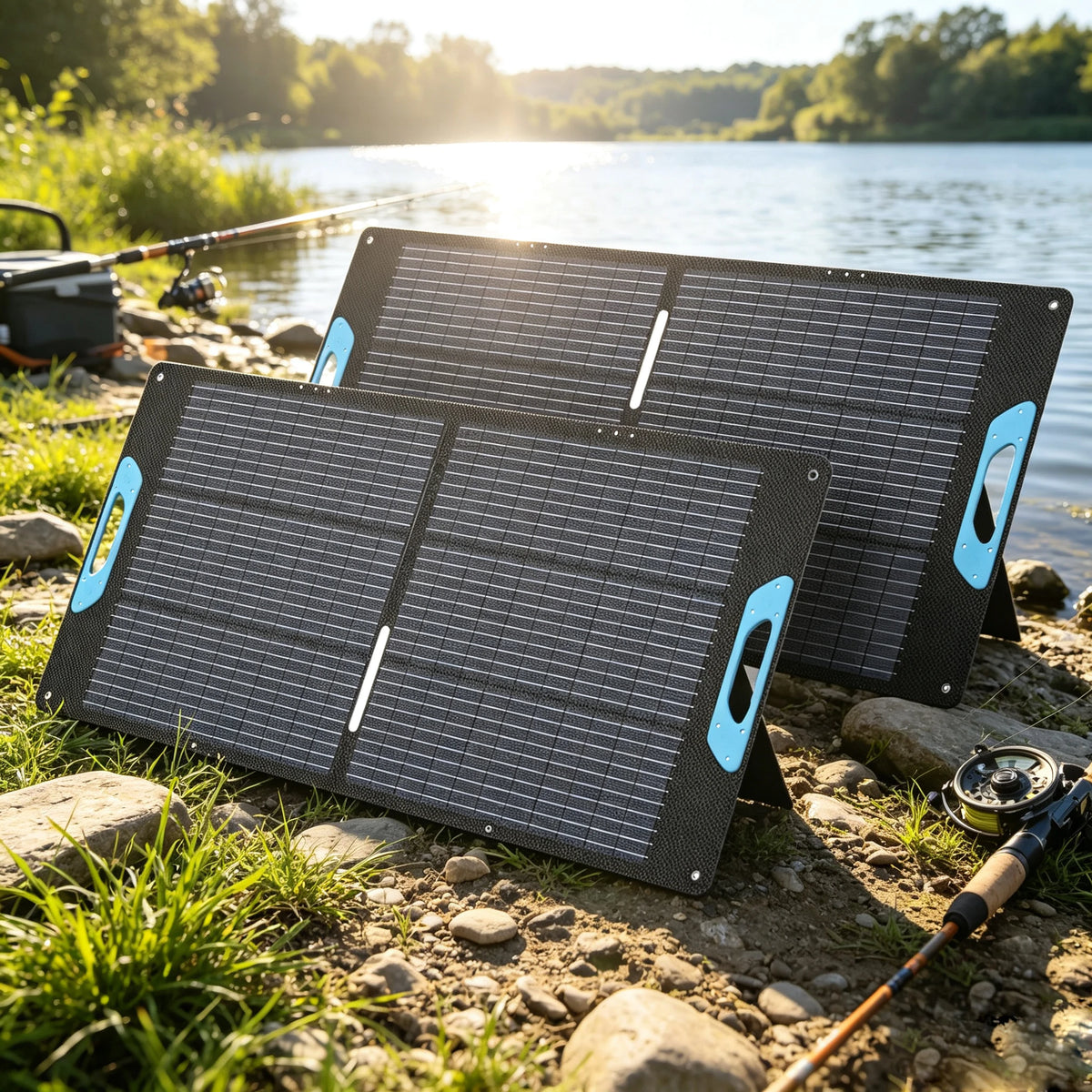 E-POWO 220W Foldable Solar Panel 20V Portable Solar Charger Generator 23% Efficiency Folding Bag Outdoor Power Supply Camping