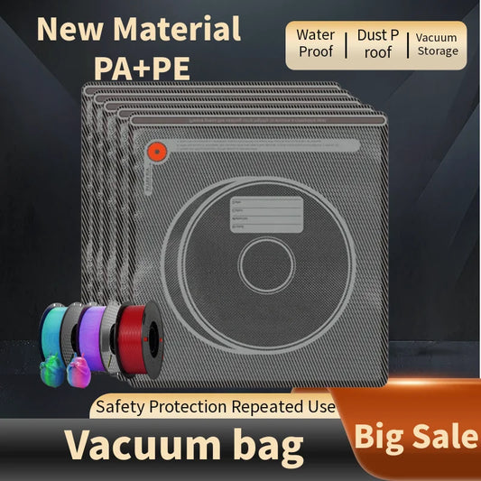 3D Upgraded Black Filament Storage Bag PLA ABS PETG Vacuum Bag Dryer Safekeep Humidity Resistant Sealing Bags Keep Filament Dry