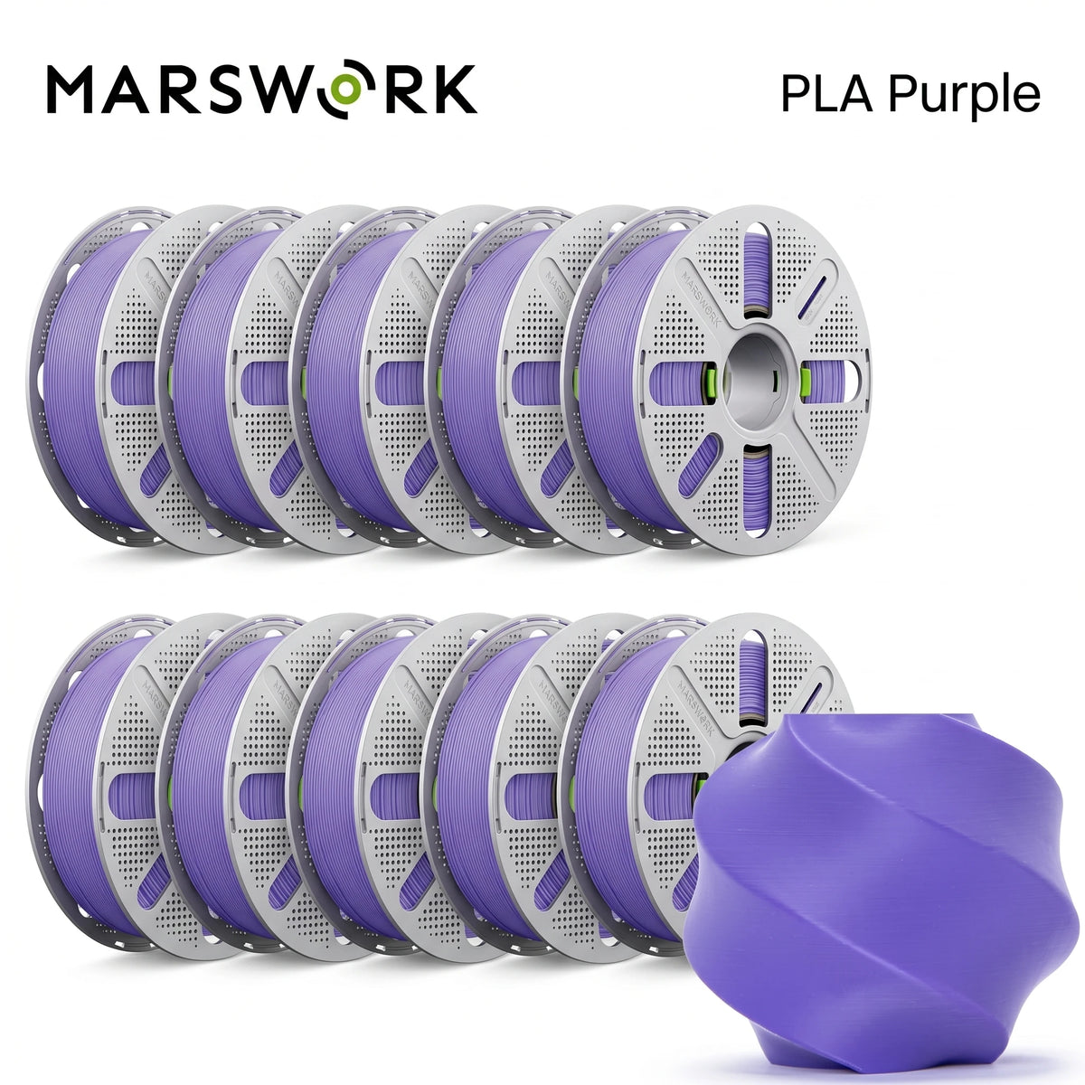 MarsWork Reusable Filament Double-finger pressing design Fit AMS recognition of Bambu Lab Printers PLA Basic 2.0 10kg 1.75mm Filament 1roll/1kg (2.2lbs)