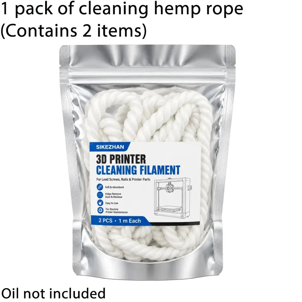 3D Printer Maintenance Kit,Lubricant Oil + Braided Cleaning Rope, Smooth Lubrication & Residue Removal for Rails Screws Nozzles