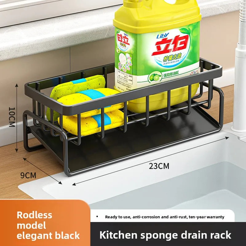 Kitchen Sink Sponge Holder, Multifunctional Countertop Storage Organizer Basket, Household Sink Caddy for Rag, Dishcloth, Bathroom Vanity Table Drainage Rack