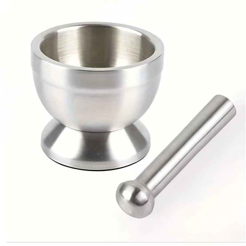 1Pc 18/8 (304) Stainless Steel Mortar and Pestle Set, Mortar and Pestle with Non-Slip Base for Spice Grinder, Pesto Maker for Kitchen