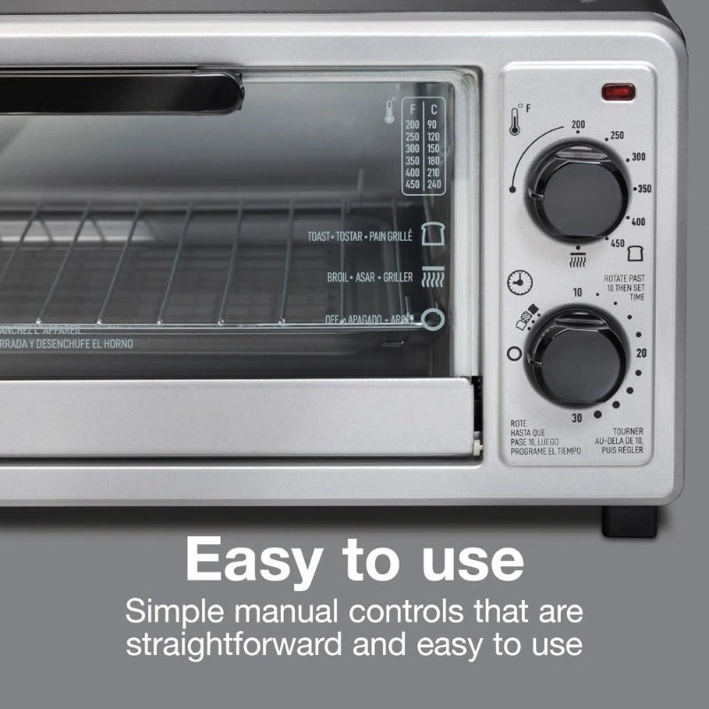 4 Slice Countertop Toaster Oven with Timer and Toast Function