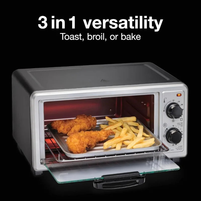 4 Slice Countertop Toaster Oven with Timer and Toast Function