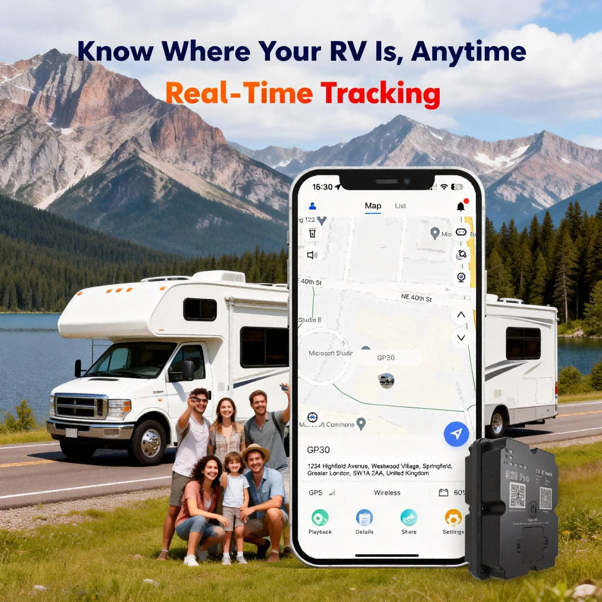 GPS Tracker for RV Van Life Camper Motorhome Real Time Tracking Anti Theft SOS 4G Global Portable Waterproof Subscription