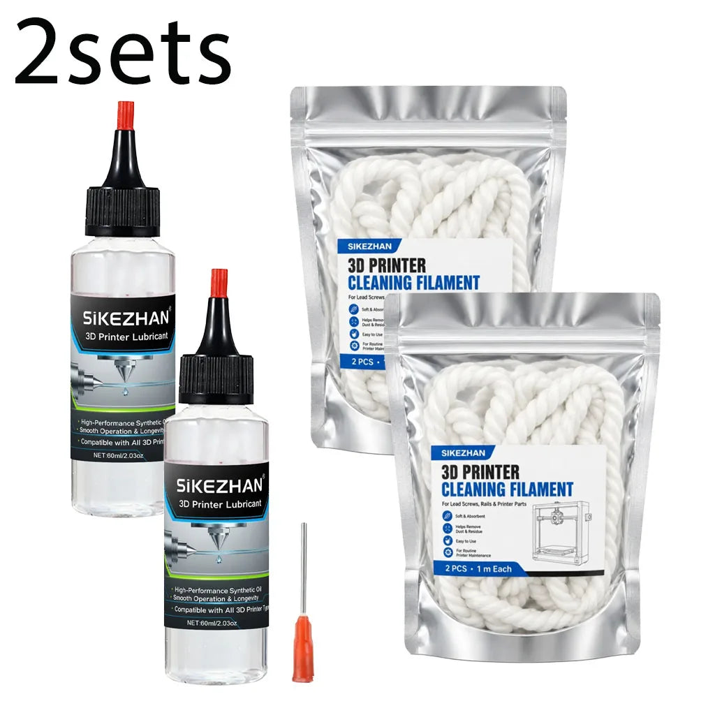 3D Printer Maintenance Kit,Lubricant Oil + Braided Cleaning Rope, Smooth Lubrication & Residue Removal for Rails Screws Nozzles