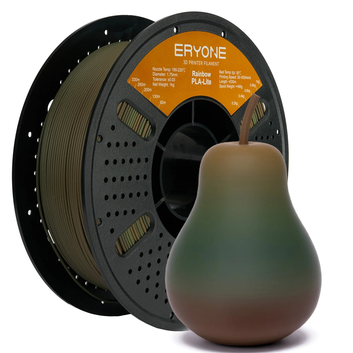 ERYONE 1KG PLA Lite Rainbow 3D Printer Filament, Changing Filament 1.75mm, Multicolor Gradient 1KG Spool Fit Most FDM Printers