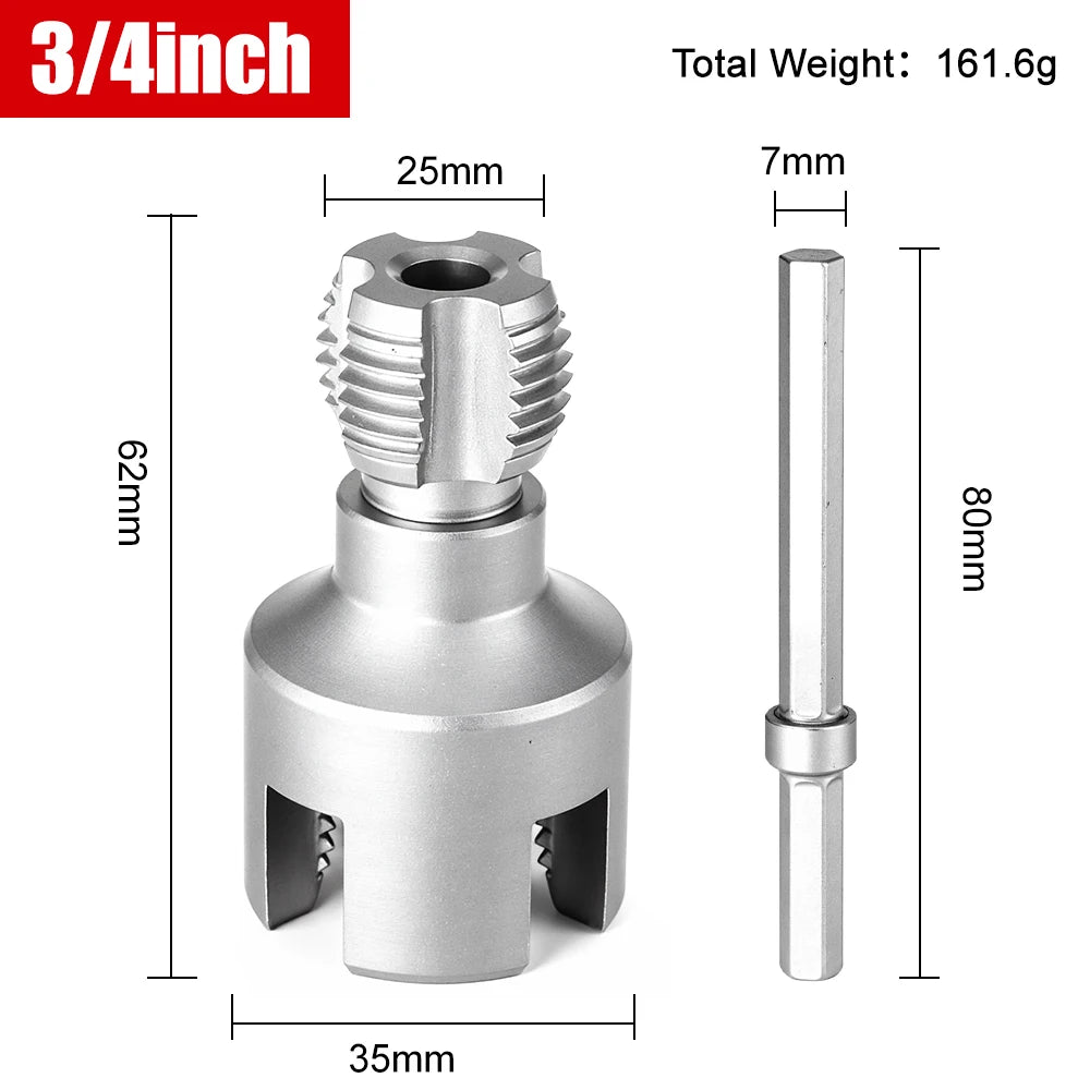 DN15/20/25 Pipe Threading Tool Hex Shank Die Internal External Threads 1/2&3/4&1 INCH Water Pipes PPR PVC MPP Detachable