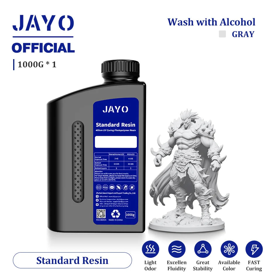 JAYO 3D Printer Resin Fast Curing Standard/ Standard Plus/ 14K Standard/ ABS Like 3D Resin For LCD SLA DLP 3D Printers