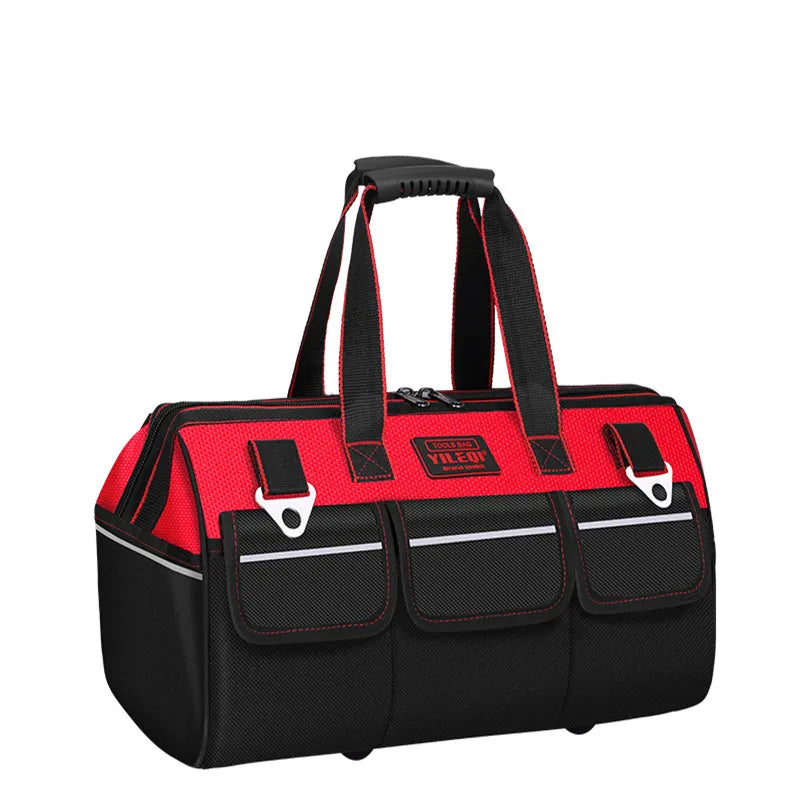 1pc Red 19-Inch 21-Inch 23-Inch Electrician Tool Bag, Large Pocket Canvas Handheld Oxford Cloth Repair Tool Box Extra Thick Large Capacity Tool Bag, Suitable for Electricians, Home Improvement, Fishing, And Various Repair Wor