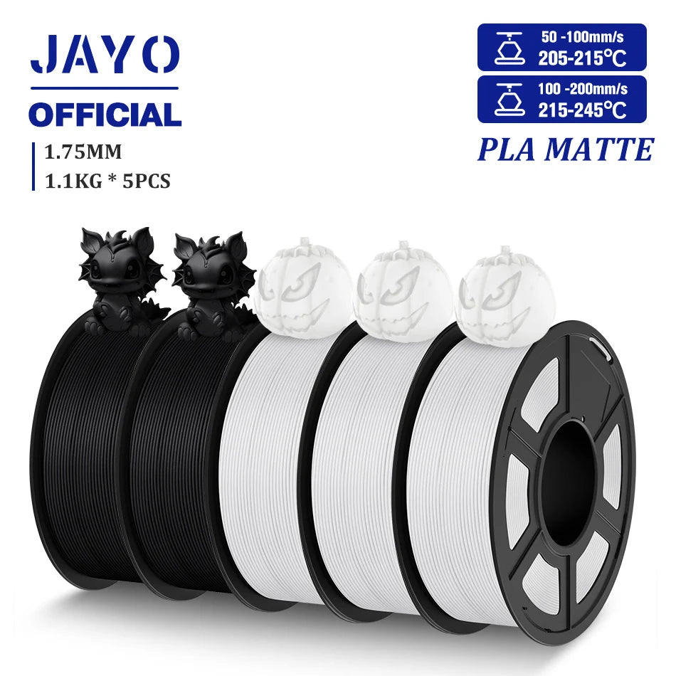 JAYO 5 Rolls 3D Filament PLA/PLA META/PETG/SILK PLA+/Wood/PLA Marblel/ APLA 1.75mm1.1KG 3D Printer Filament for FDM Muticolor
