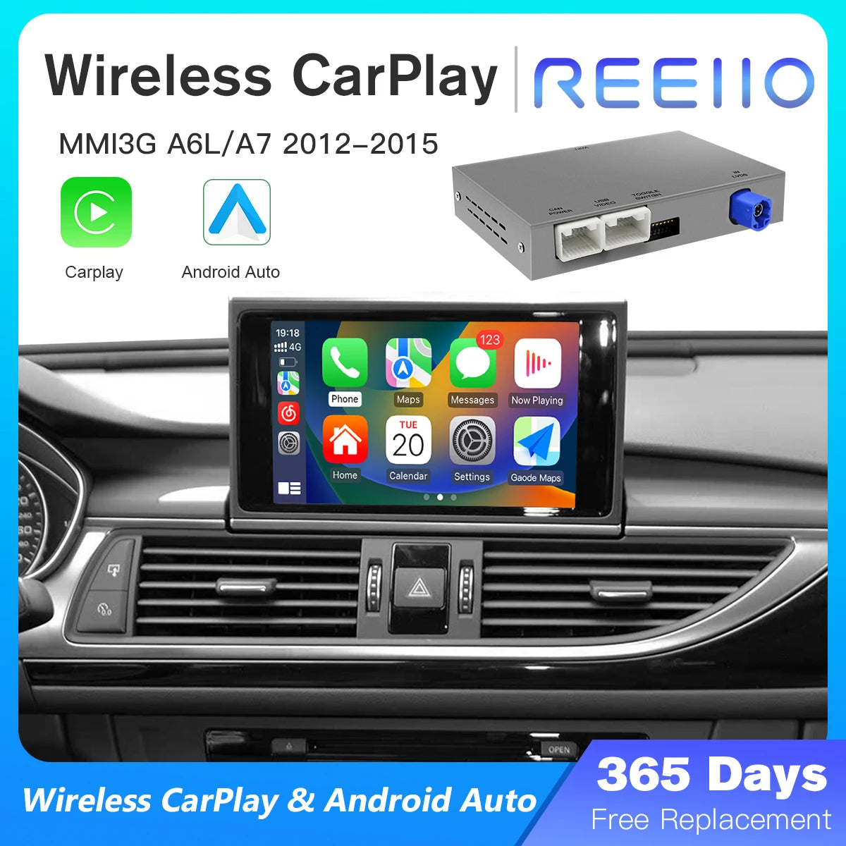 for Audi A6 A7 C7 MMI 3G HN+R 2011-2015 Car Radio GPS Navi Wireless CarPlay Android Auto Multimedia Player