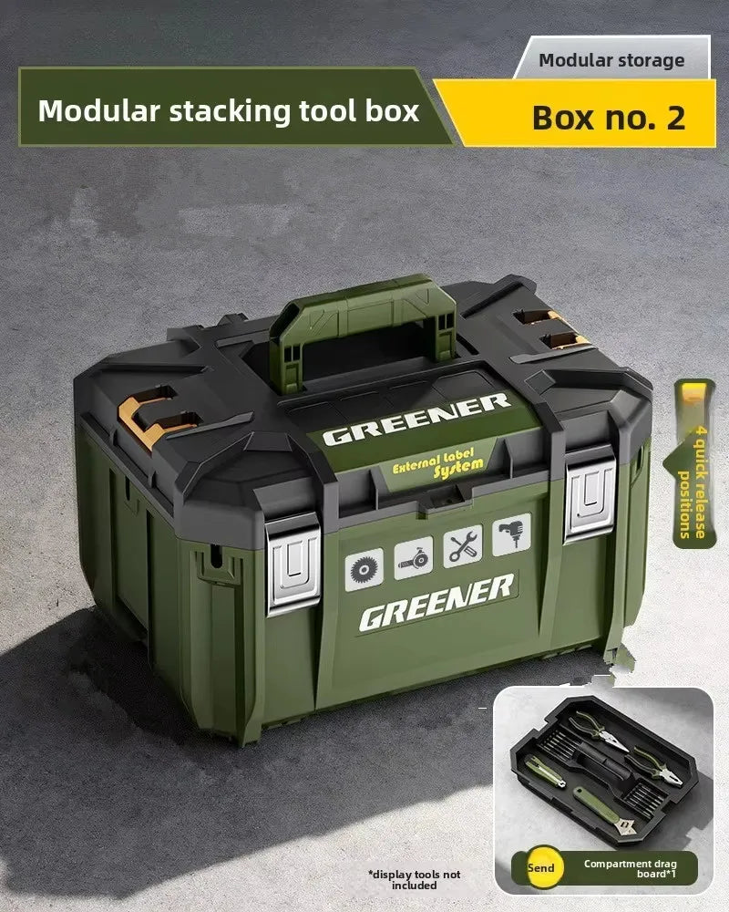 Multi Functional Large Capacity Stackable Toolbox Set, Large Hardware Widened Storage Box