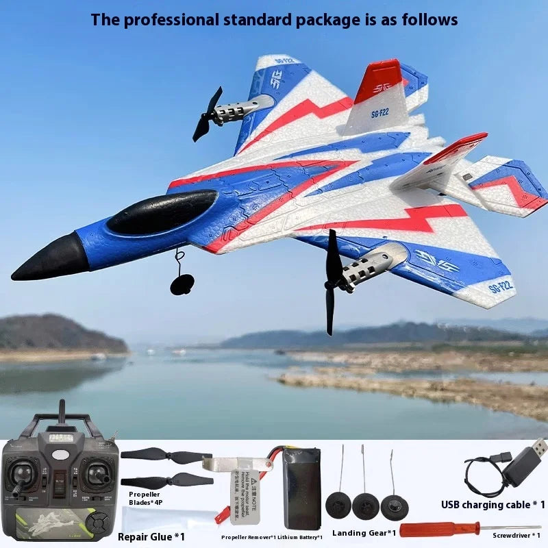 Bm16 Four-Channel F22 Fighter Jet, Vertical Crane, Fixed-Wing Remote-Controlled Foam Glider, Aircraft Model, Boys' Toy