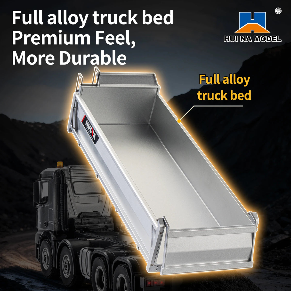 HUINA 1536 1536PRO 1:14 Large Dump Truck Alloy Remote Control Engineering Eight Wheel Heavy-Duty Dump Truck Cargo Model for Boys