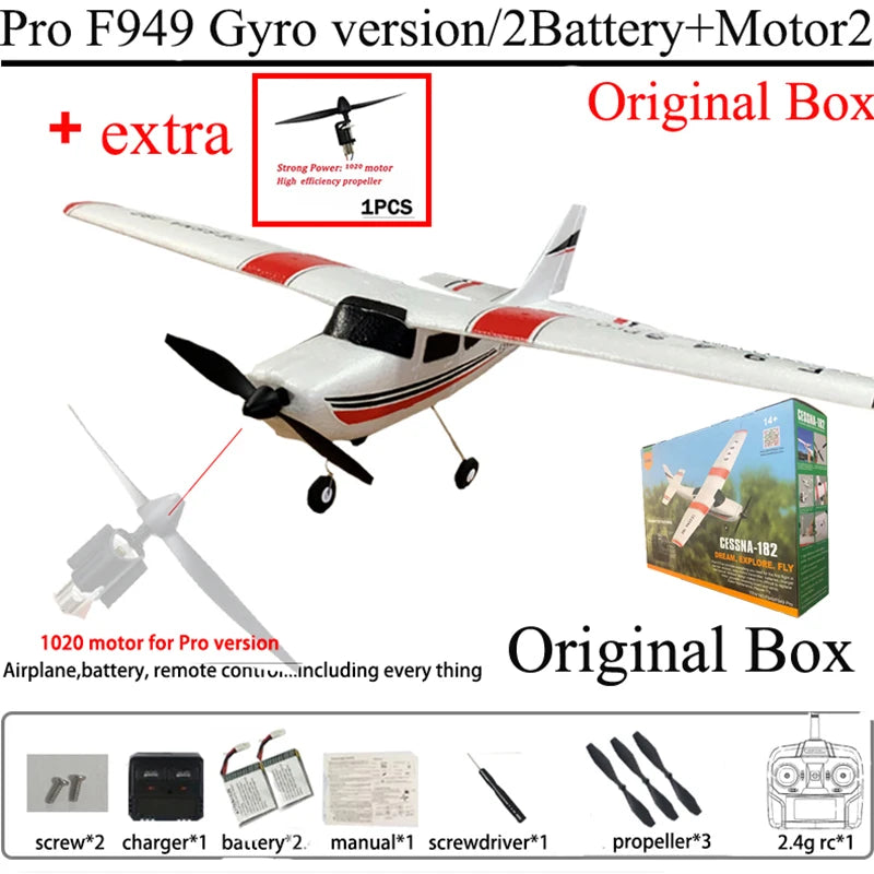 WLtoys F949 2.4G 3D6G 3Ch RC Airplane Fixed Wing Plane Outdoor Toys Drone RTF Upgrade Version Digital Servo F949S With Gyroscope